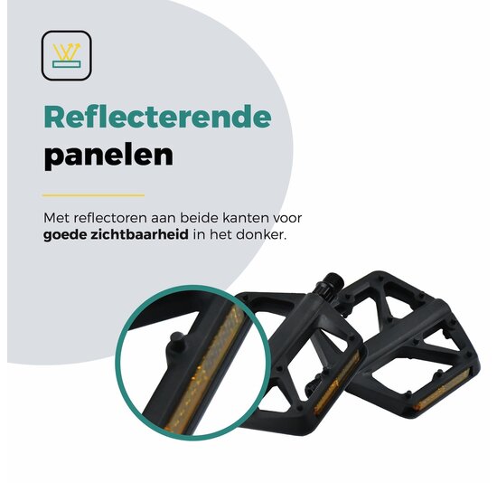 Voltano MTB / Racefietspedalen 422015 - Mat Zwart - Brede Grip Pedalen - Antislip