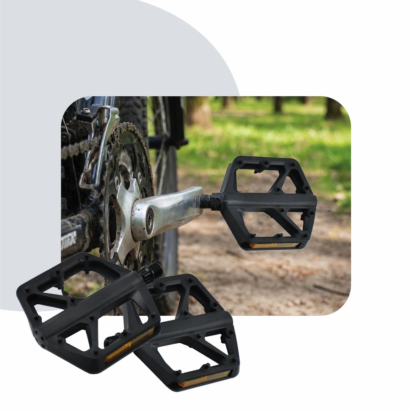 Voltano MTB / Racefietspedalen 422015 - Mat Zwart - Brede Grip Pedalen - Antislip