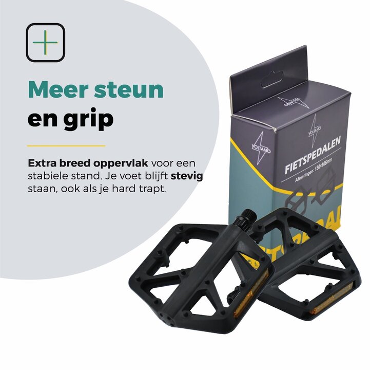 Voltano MTB / Racefietspedalen 422015 - Mat Zwart - Brede Grip Pedalen - Antislip