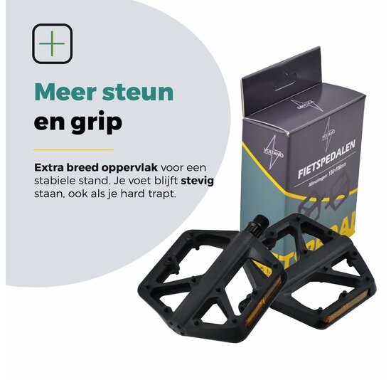 Voltano MTB / Racefietspedalen 422015 - Mat Zwart - Brede Grip Pedalen - Antislip