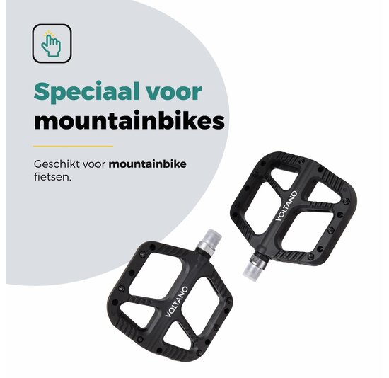 Voltano MTB / Racefietspedalen - Mat Zwart - Antislip - Grip pedalen