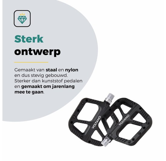 Voltano MTB / Racefietspedalen - Mat Zwart - Antislip - Grip pedalen