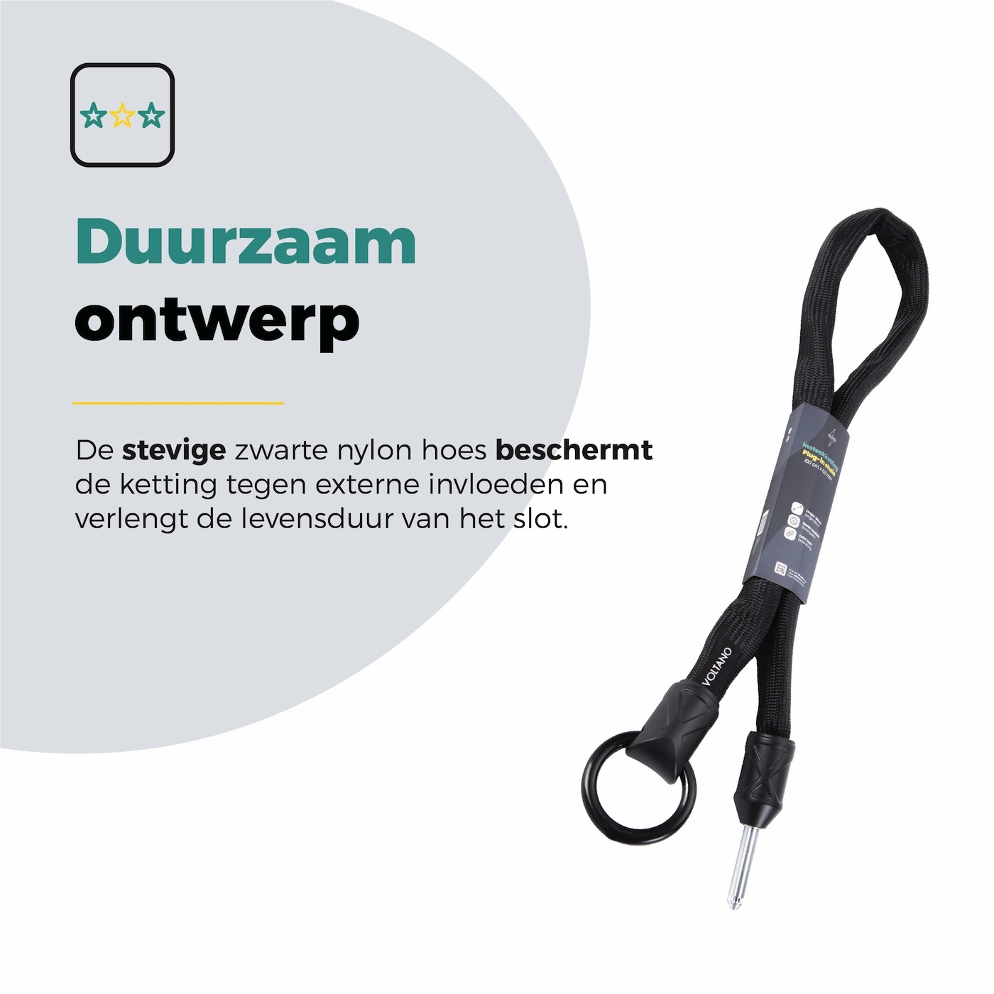 Voltano Insteekketting – 100 cm – Zwart - 5,5 MM Gehard Staal
