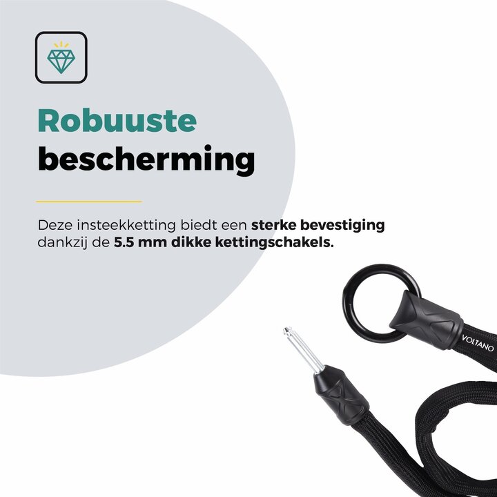 Voltano Insteekketting – 100 cm – Zwart - 5,5 MM Gehard Staal