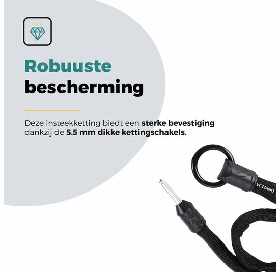 Voltano Insteekketting – 100 cm – Zwart - 5,5 MM Gehard Staal