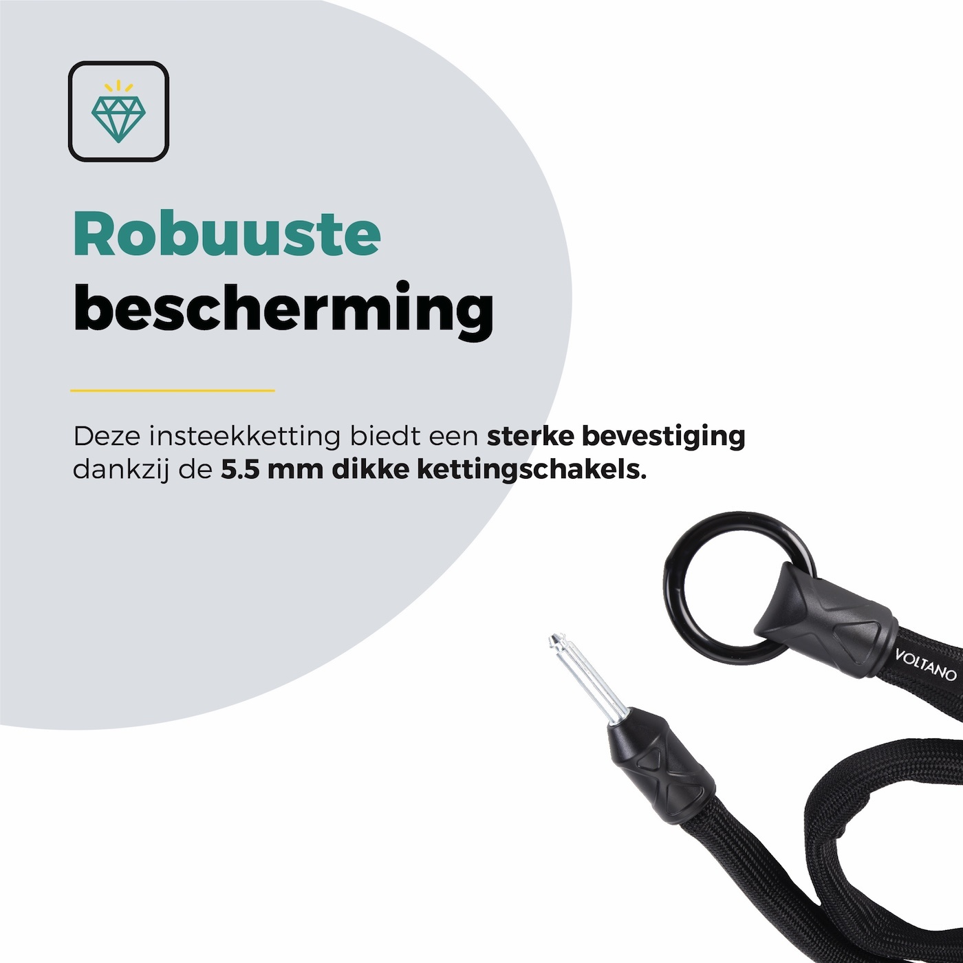 Voltano Insteekketting – 100 cm – Zwart - 5,5 MM Gehard Staal