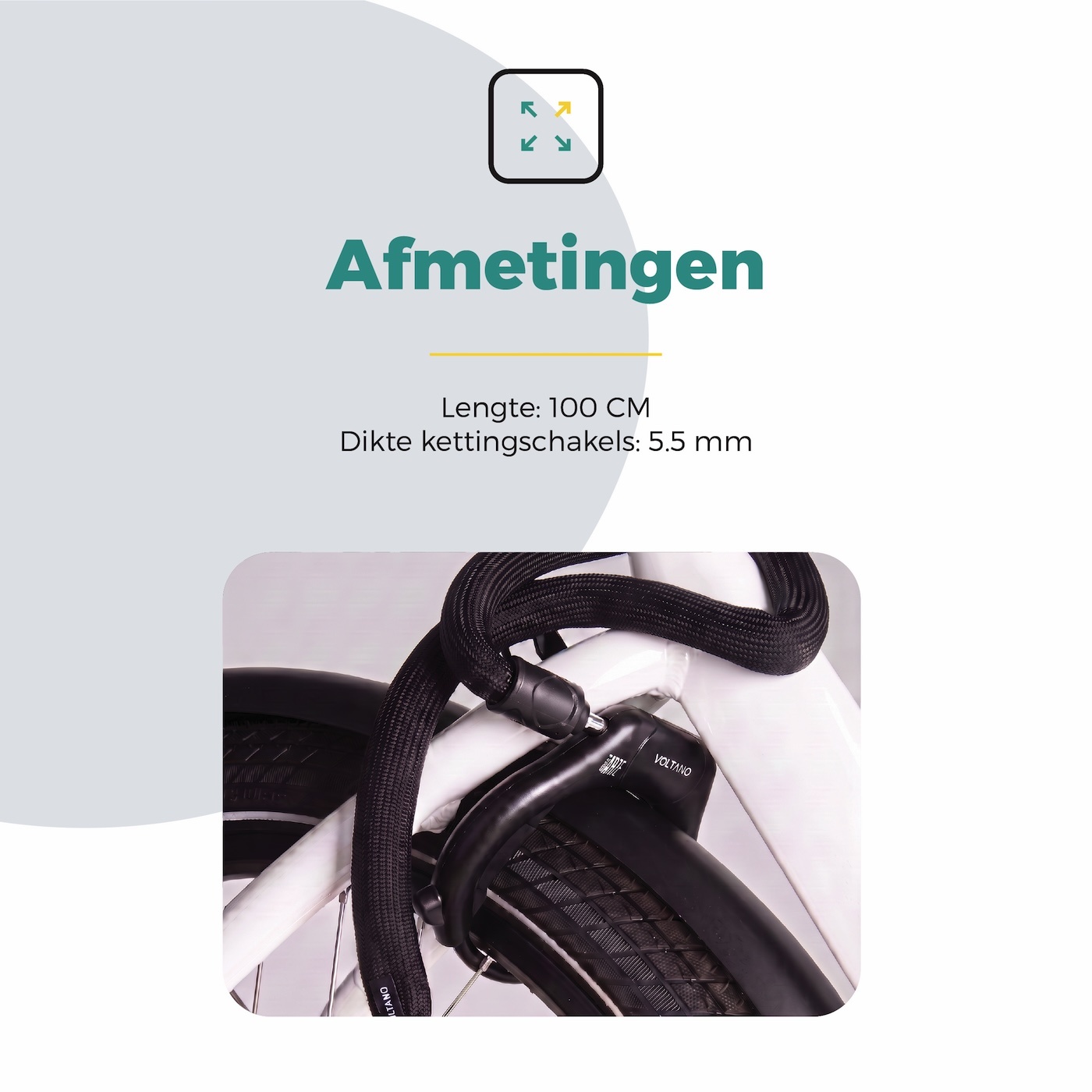 Voltano Insteekketting – 100 cm – Zwart - 5,5 MM Gehard Staal