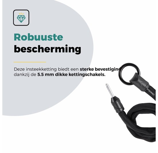 Voltano Insteekketting – 140 cm – Zwart - 5,5 MM Gehard Staal