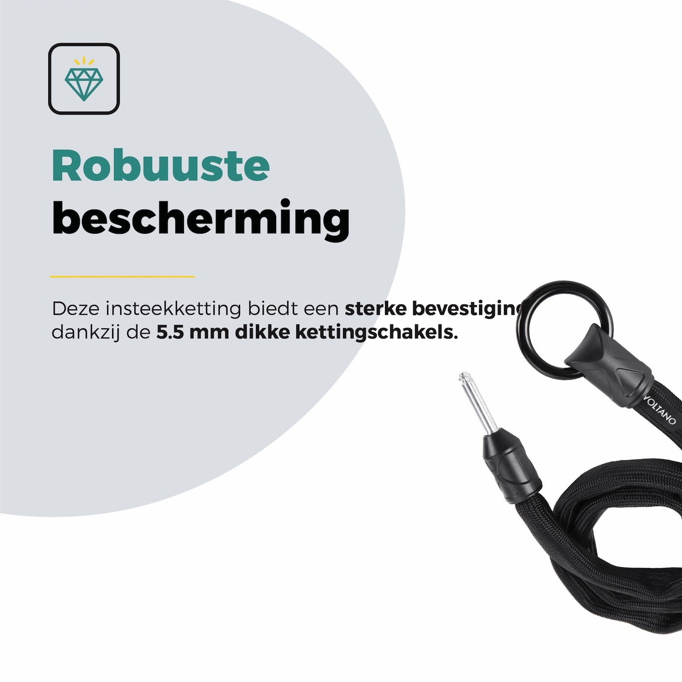 Voltano Insteekketting – 140 cm – Zwart - 5,5 MM Gehard Staal