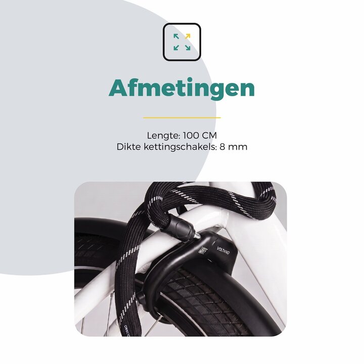 Voltano Insteekketting Extra Dik – 100 cm – Zwart - 8 MM Gehard Staal