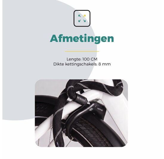 Voltano Insteekketting Extra Dik – 100 cm – Zwart - 8 MM Gehard Staal