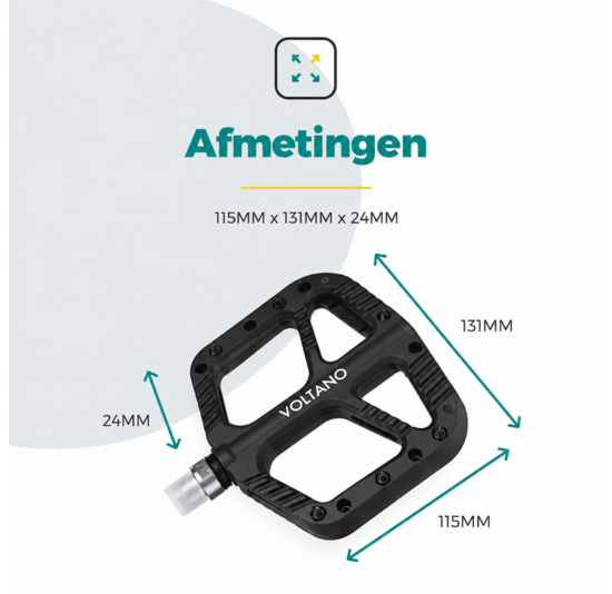 Voltano MTB / Racefietspedalen - Mat Zwart - Antislip - Grip pedalen