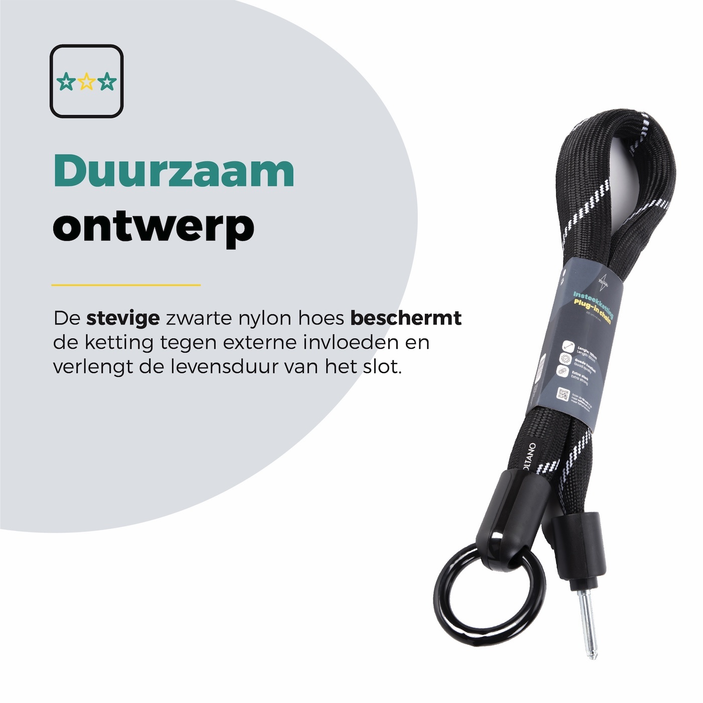Voltano Insteekketting Extra Dik – 100 cm – Zwart - 8 MM Gehard Staal