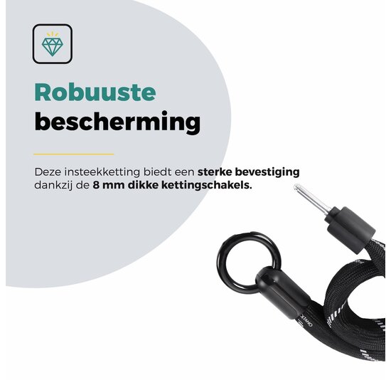 Voltano Insteekketting Extra Dik – 100 cm – Zwart - 8 MM Gehard Staal