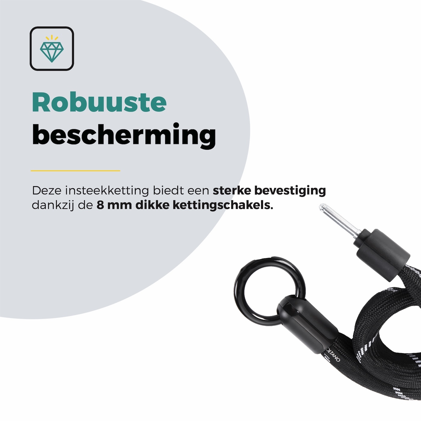 Voltano Insteekketting Extra Dik – 100 cm – Zwart - 8 MM Gehard Staal