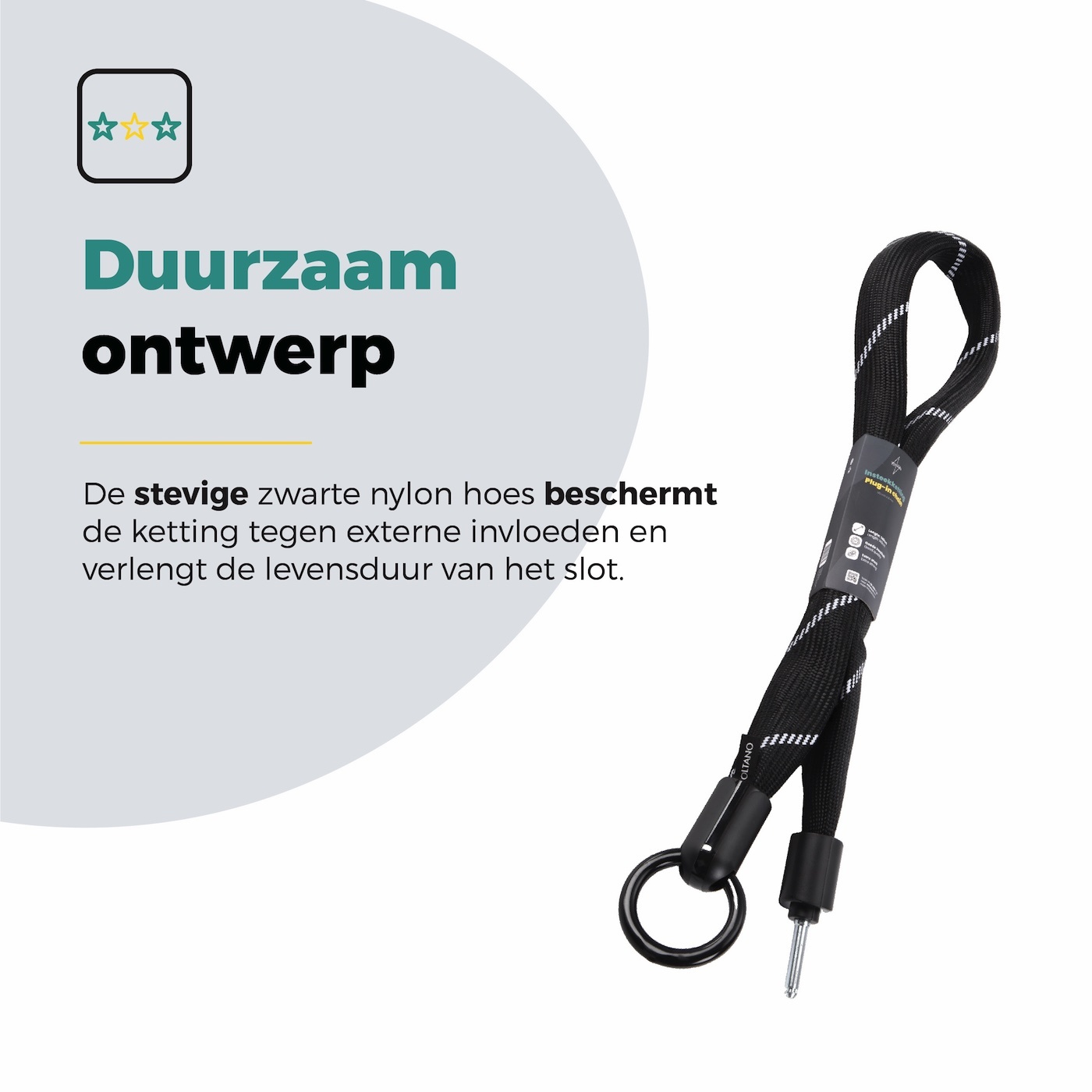 Voltano Insteekketting Extra Dik – 140 cm – Zwart - 8 MM Gehard Staal