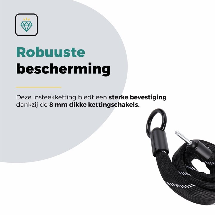 Voltano Insteekketting Extra Dik – 140 cm – Zwart - 8 MM Gehard Staal