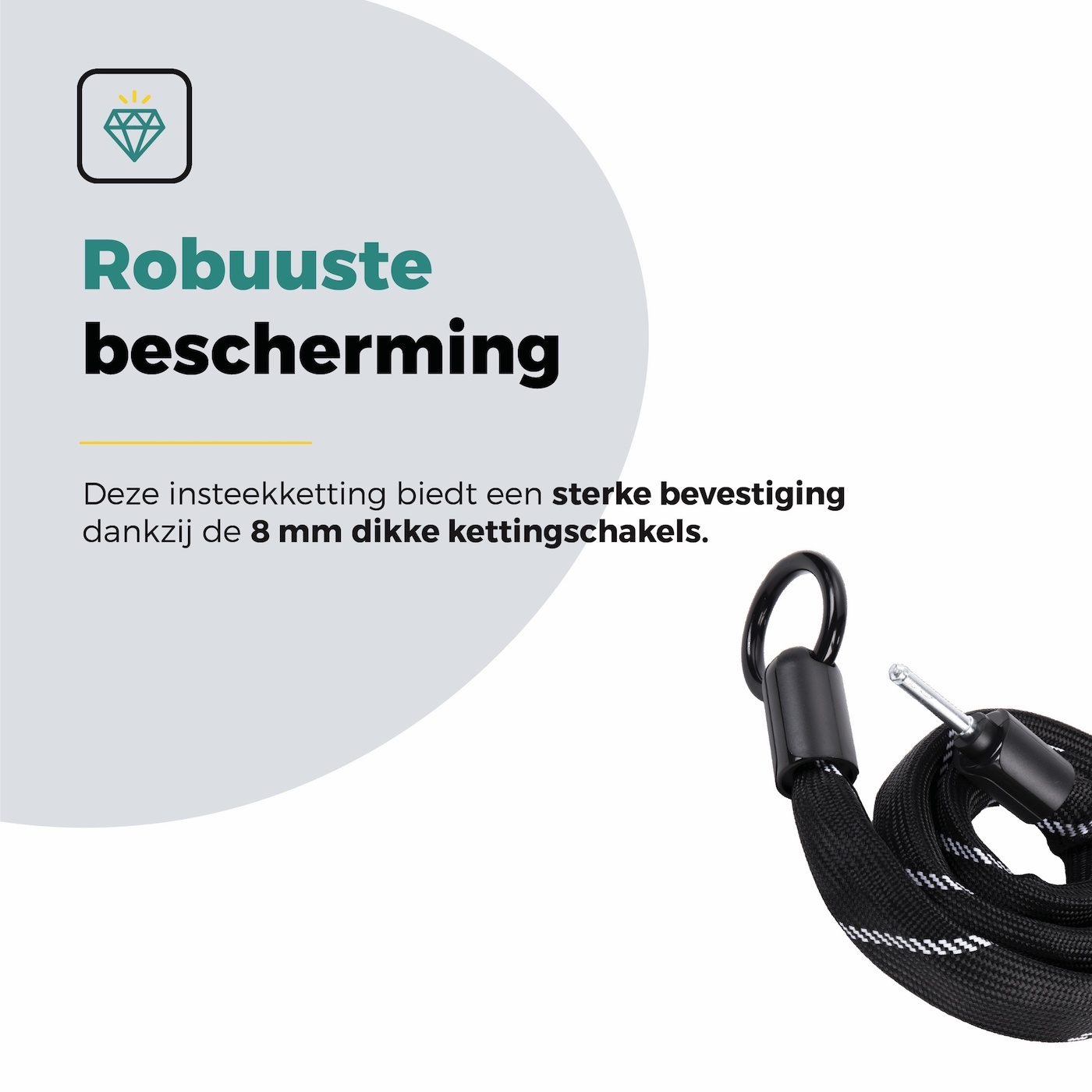 Voltano Insteekketting Extra Dik – 140 cm – Zwart - 8 MM Gehard Staal
