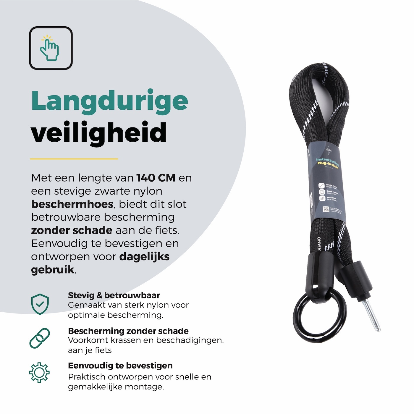 Voltano Insteekketting Extra Dik – 140 cm – Zwart - 8 MM Gehard Staal