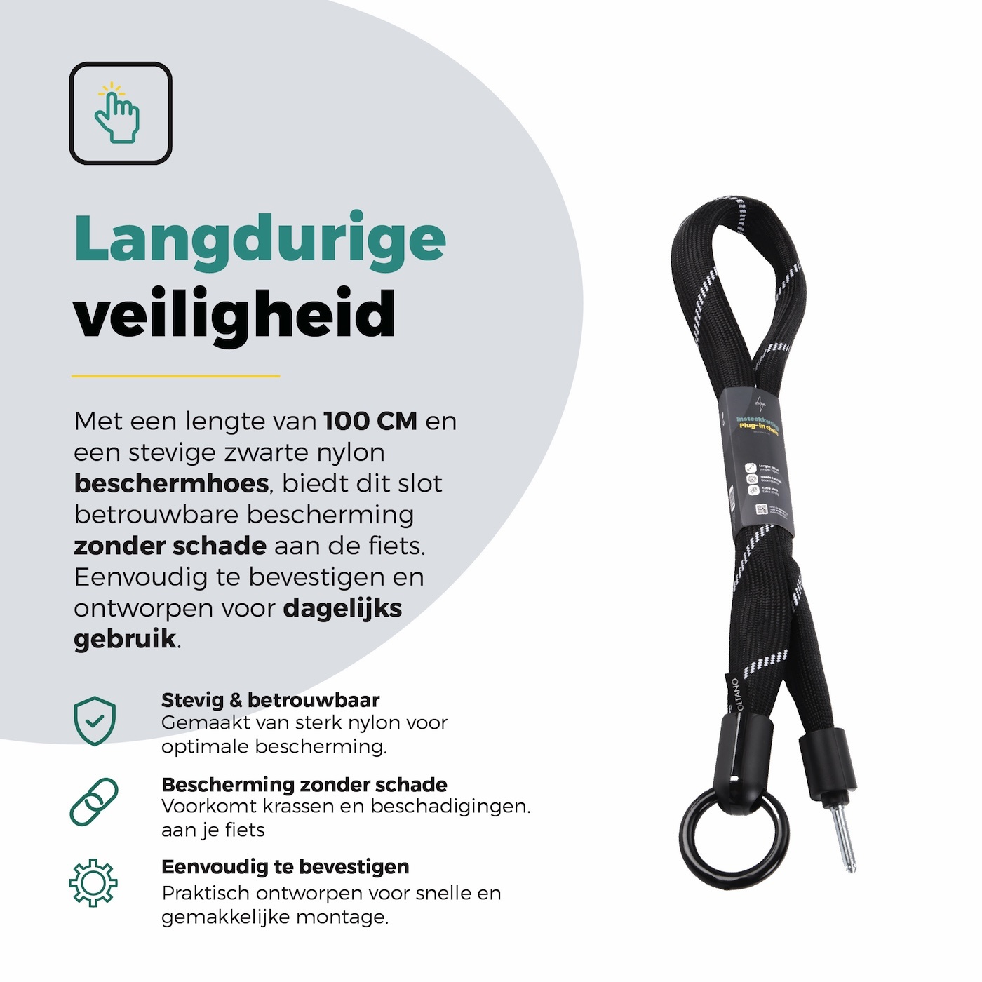 Voltano Insteekketting Extra Dik – 100 cm – Zwart - 8 MM Gehard Staal