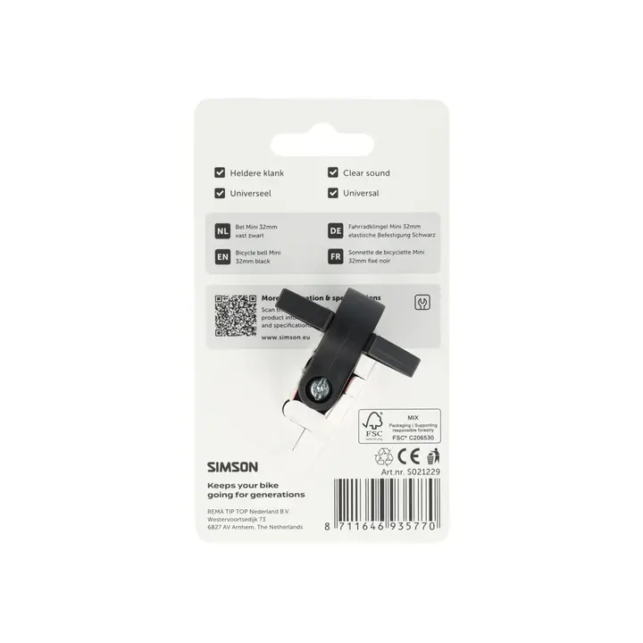 Simson Mini Fietsbel - 32MM - Aluminium -Zwart