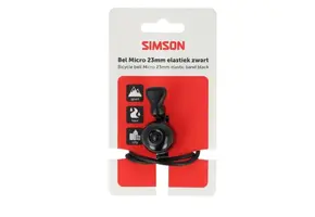 Simson Micro Fietsbel - Rubber Bevestiging - 23MM - Zwart
