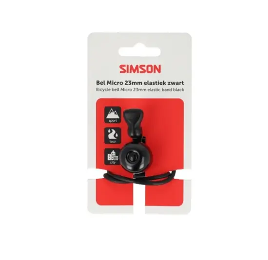 Simson Micro Fietsbel - Rubber Bevestiging - 23MM - Zwart