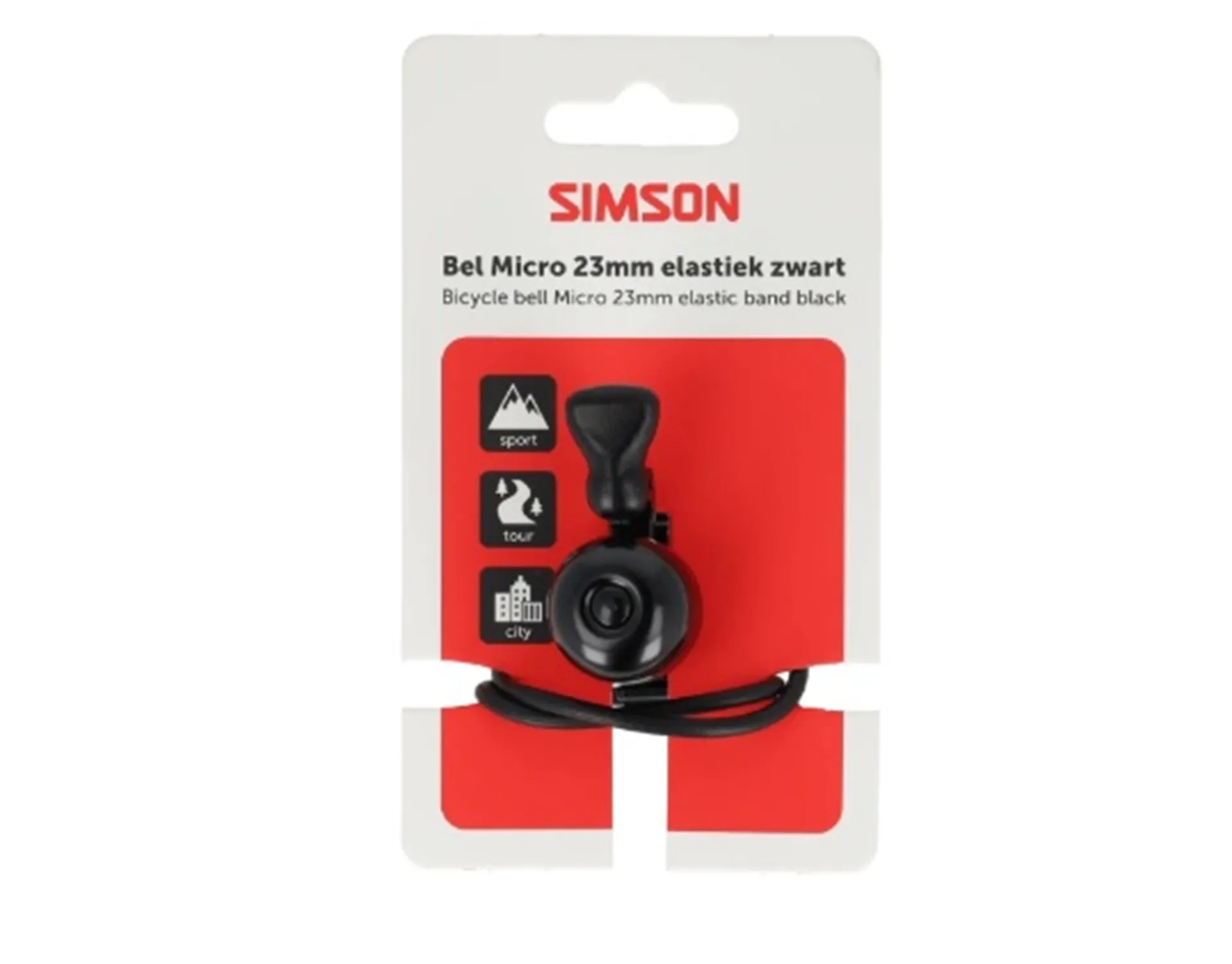 Simson Micro Fietsbel - Rubber Bevestiging - 23MM - Zwart