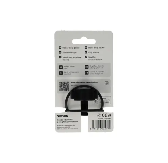 Simson Race Fietsbel - Rubber Bevestiging - Zwart