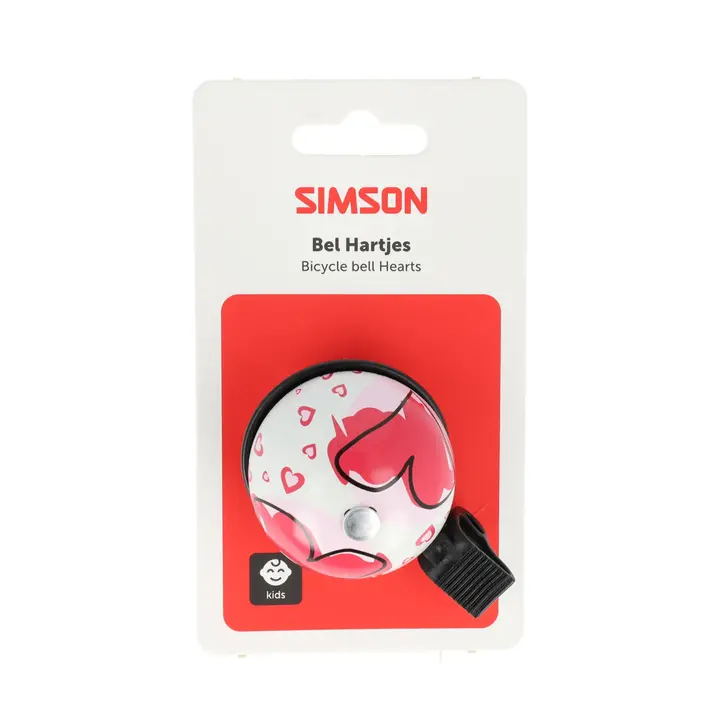 Simson Hartjes Kinder Fietsbel - Roze/Wit
