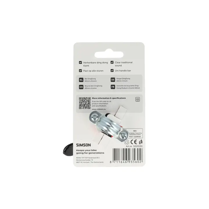Simson DingDong Fietsbel - Medium 60MM - Chroom