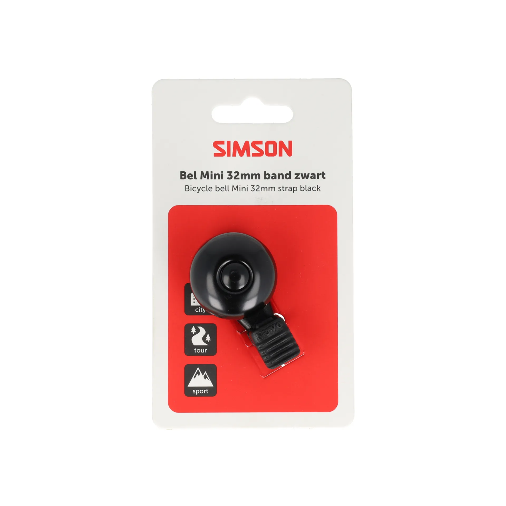 Simson Mini Fietsbel - Flexband Bevestiging - Aluminium - Zwart