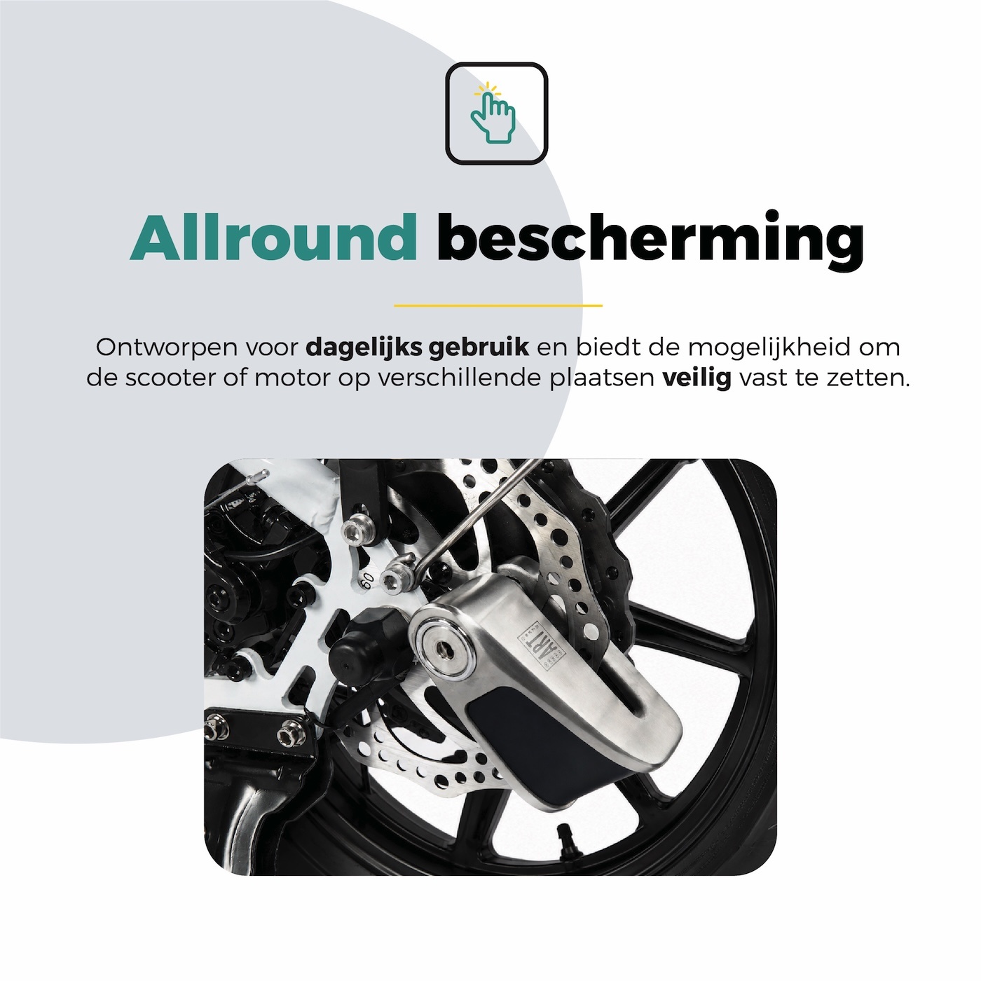 Voltano Schijfremslot met Alarm - ART 4 Slot - Remschijfslot - Zwart - Met Reminderkabel 150 CM