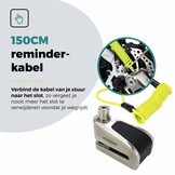 Voltano Schijfremslot met Alarm - ART 4 Slot - Remschijfslot - Zwart - Met Reminderkabel 150 CM