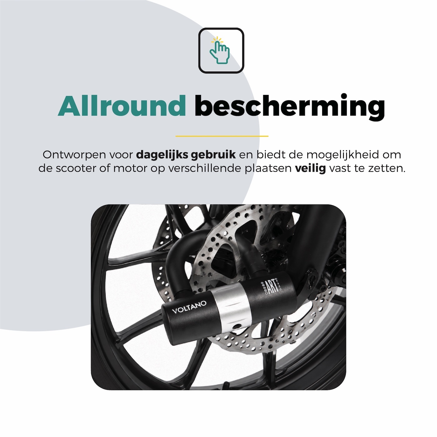 Voltano Art 4 Schijfremslot Met U-Beugel - Zwart - Remschijfslot Met Reminderkabel 150 CM