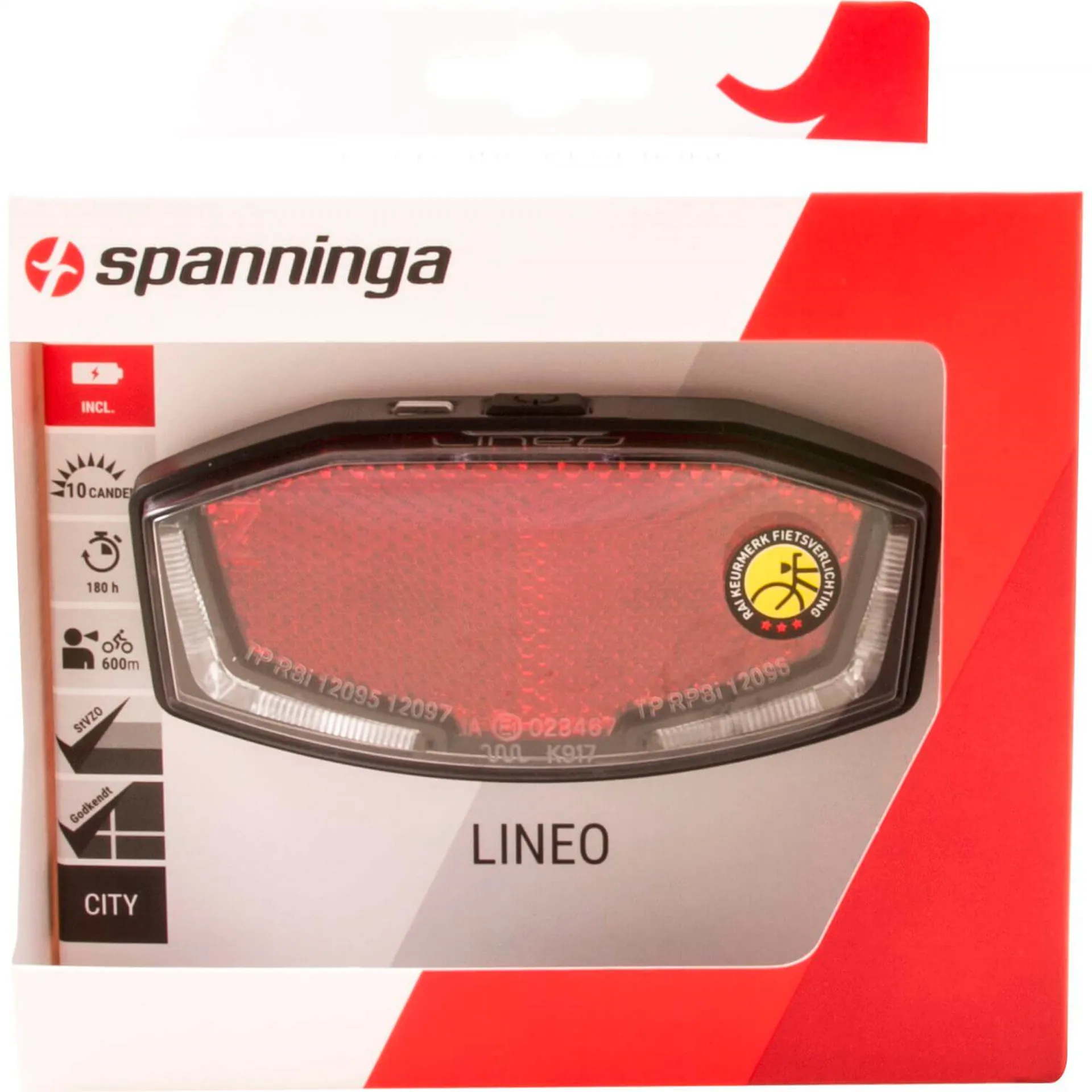 Spanninga Lineo-XB Achterlicht - 50/80MM - Batterij