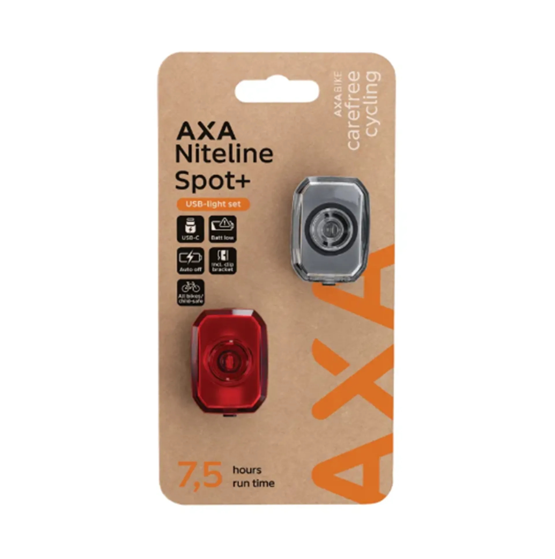 AXA Niteline Spot+ Verlichtingsset - USB-C Oplaadbaar