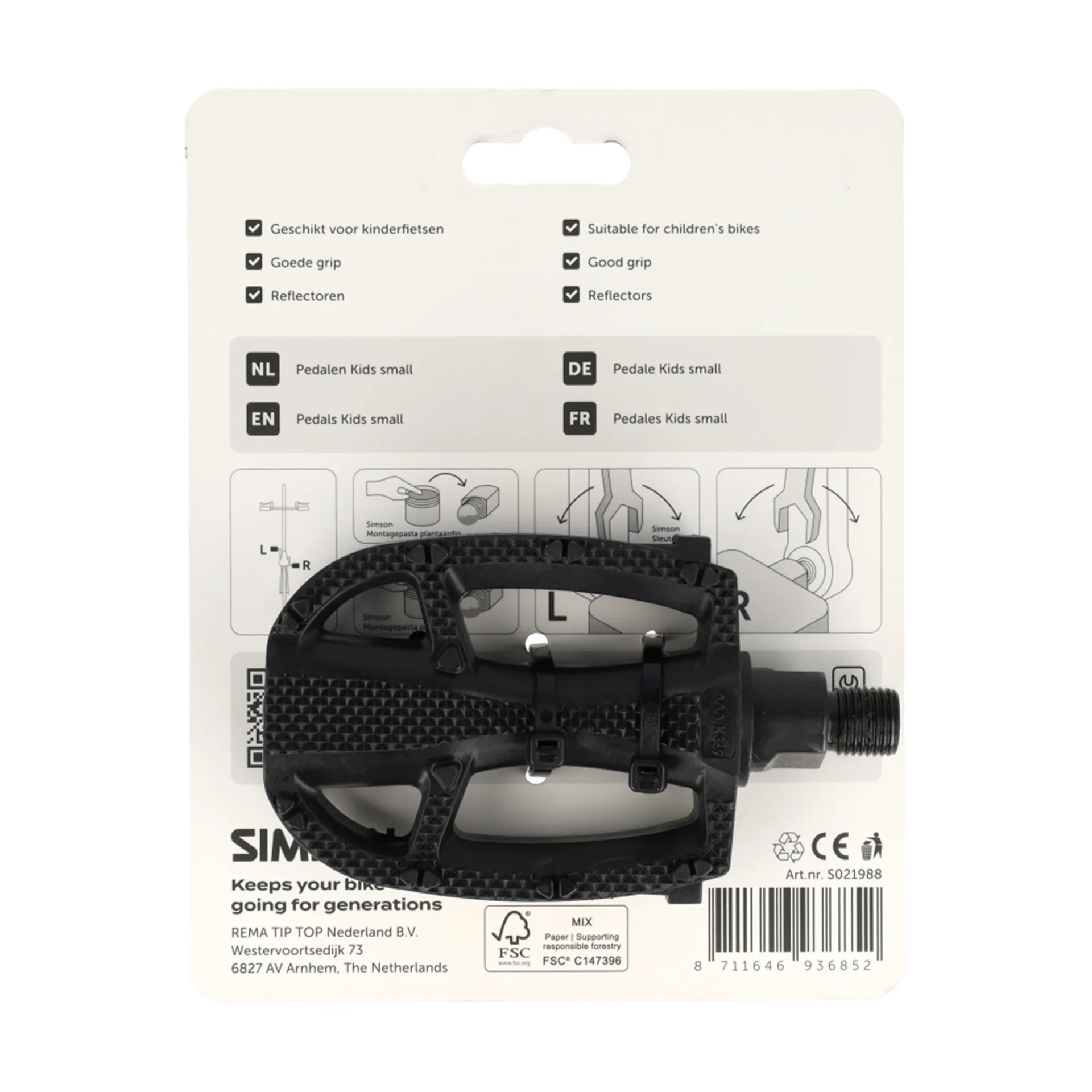 Simson Kids Fietspedalen - Antislip - Zwart