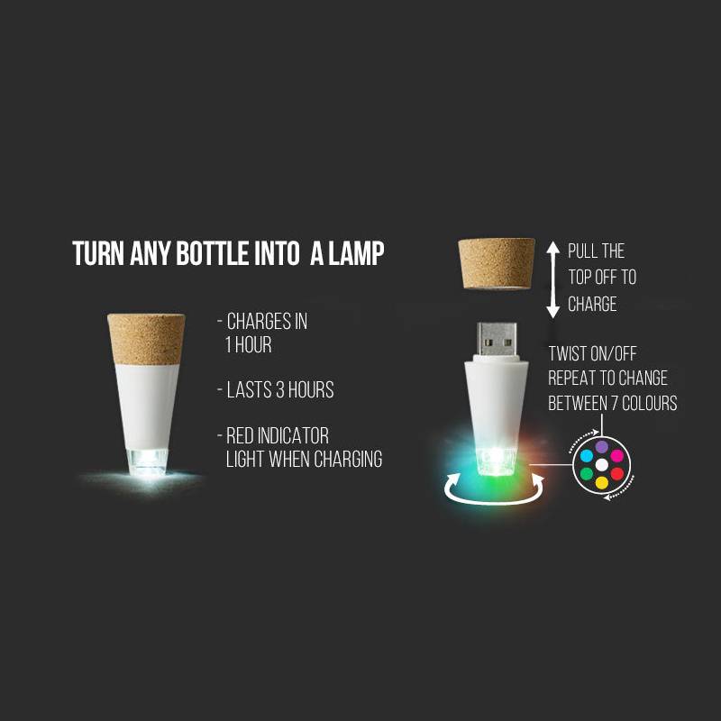 Oplaadbare Bottle Light - multicolor