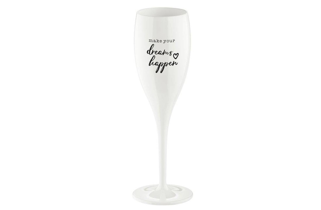 Champagneglas met opdruk: Make your dreams Happen | 100 ml