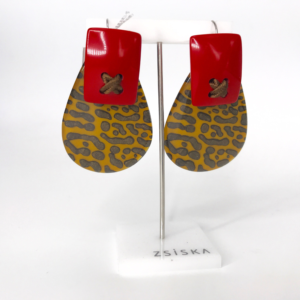 Oorbellen 01 Yellow/Red | Leopard