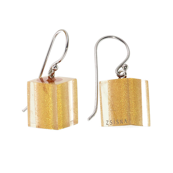 Boucles d'oreilles 1 perle gold | Colourful Cubes