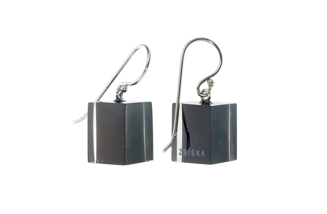Oorbellen 1 bead black | Colourful Cubes