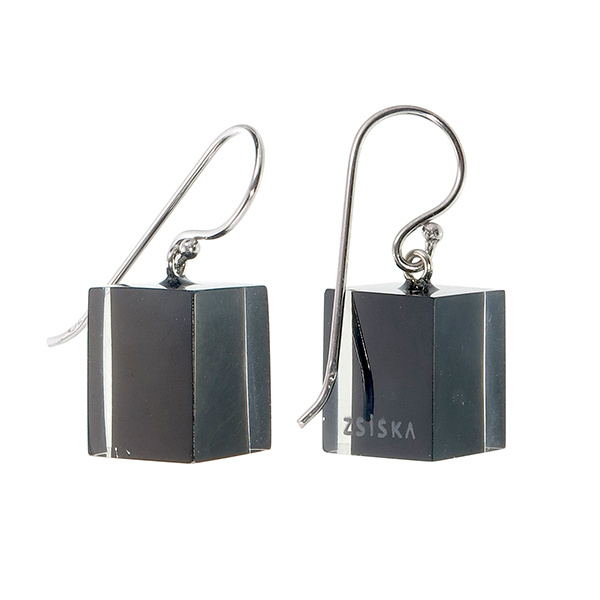 Boucles d'oreilles 1 perle black | Colourful Cubes