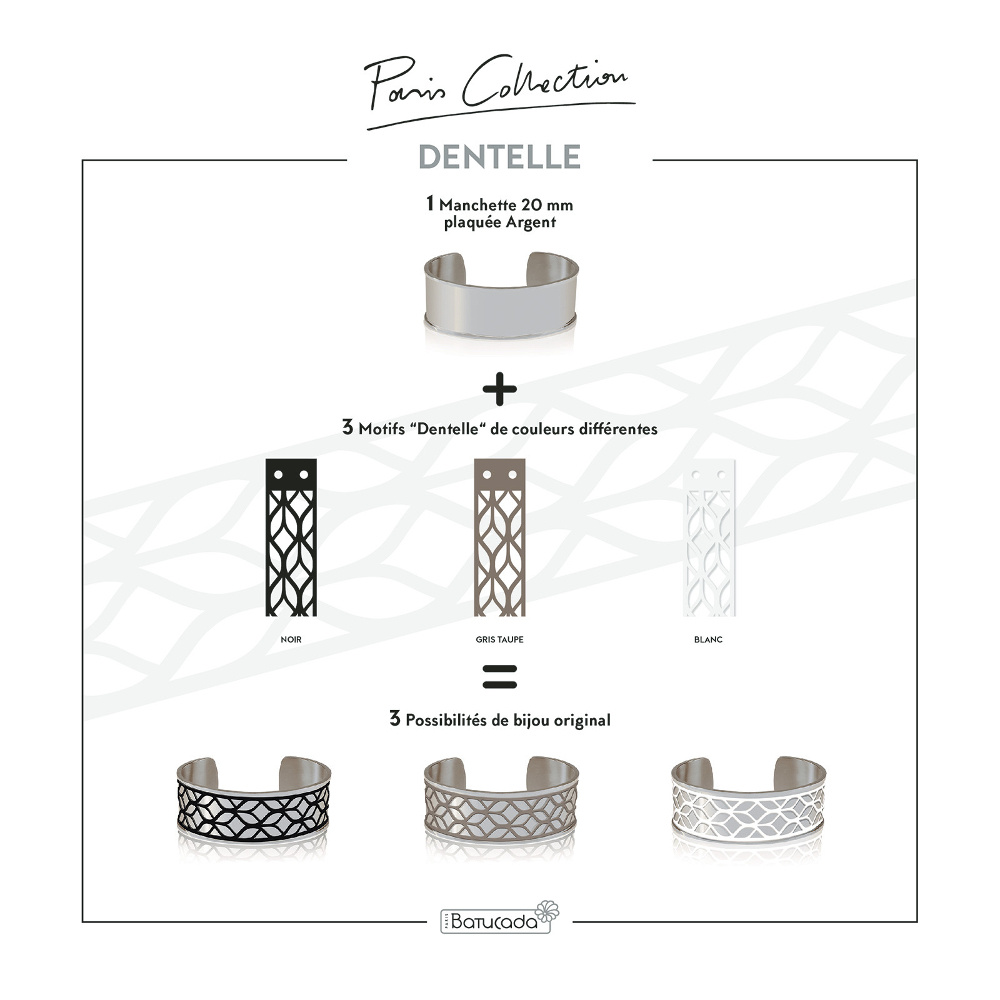 Armband LACE Zilver met 3 verwisselbare kleuren