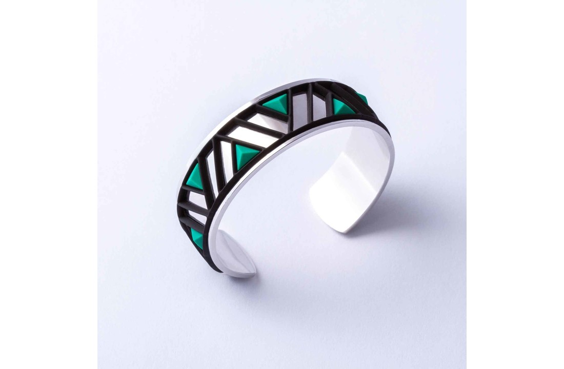Manchette PETRA Argent avec 3 motifs