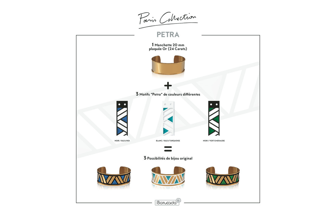 Armband PETRA Goud met 3 verwisselbare kleuren