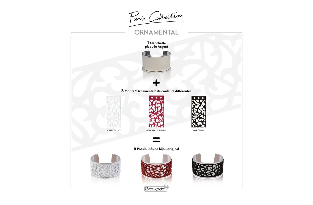 Armband ORNAMENTAL Zilver met 3 verwisselbare kleuren