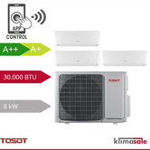 Tosot PULAR Dreifach-Split-Klimagerät mit Inverter 121212P R32 3 x 3,2 kW Set