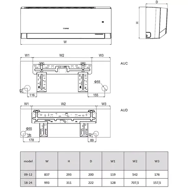 Tosot Tosot CLIVIA von GREE Innengerät Schwarz Design R32 2,7-3,0 kW